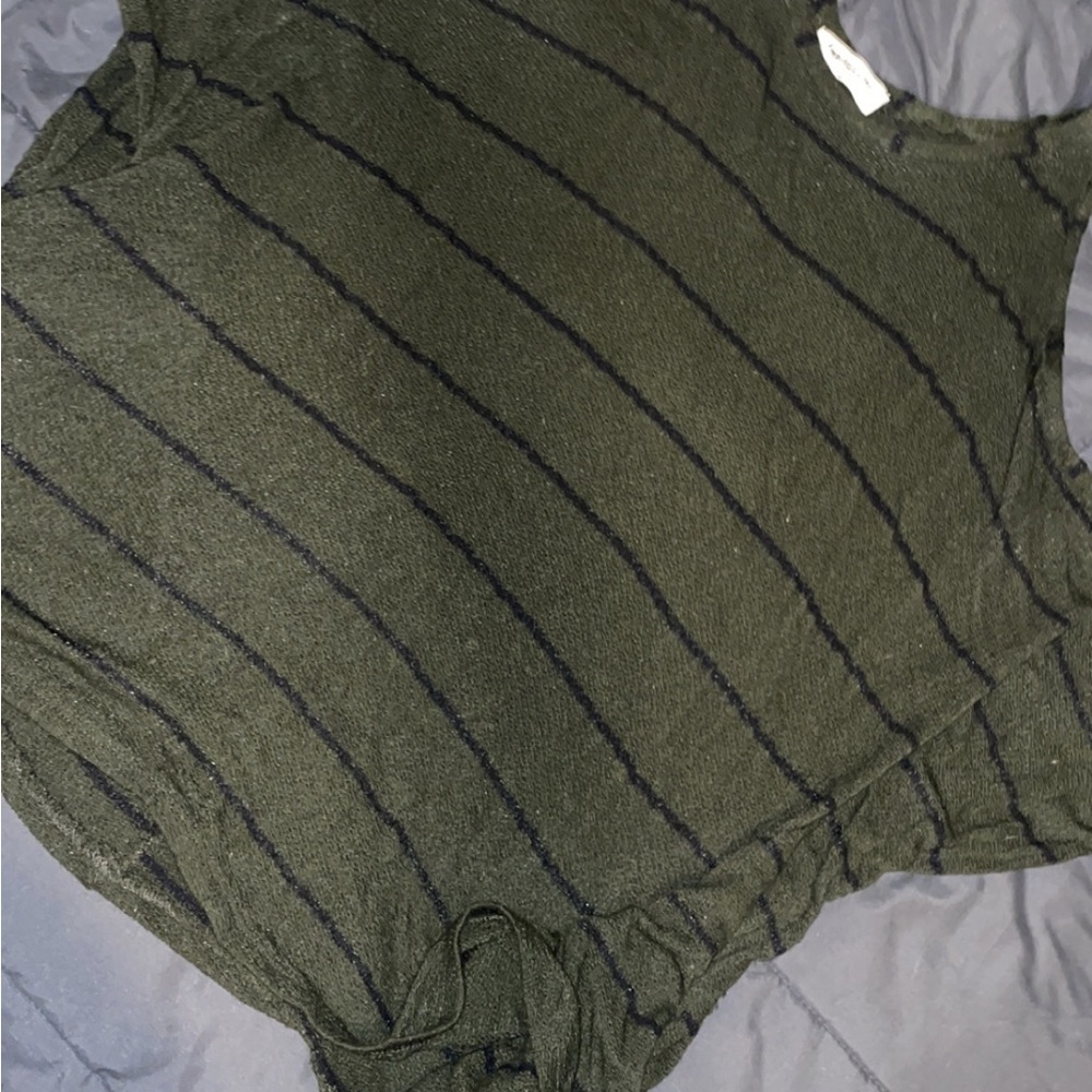 Olive Green Striped Women's Top